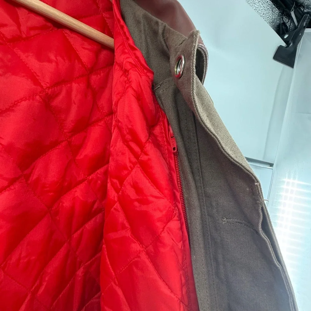 Vintage Marlboro Archive Modular Coat Men XL Brown Cotton Leather Collar Quilted